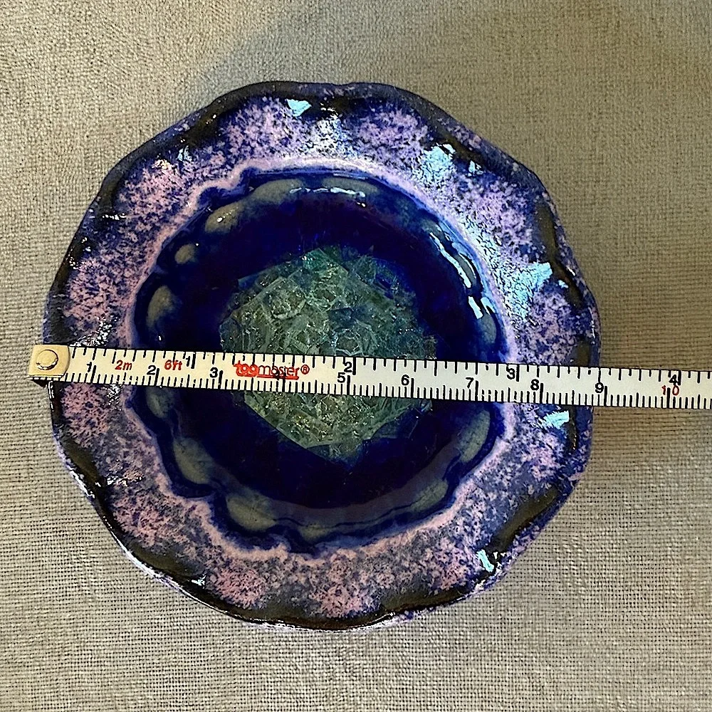 Trinket Dish - Fused Glass Art Pottery Purple/Blue Dish - USA, Down To Earth - Picture 10 of 16